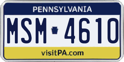 PA license plate MSM4610