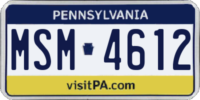 PA license plate MSM4612
