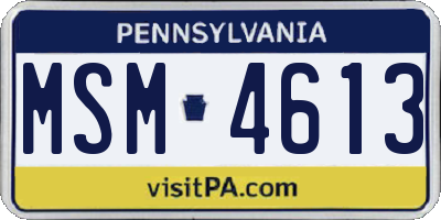 PA license plate MSM4613