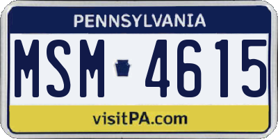 PA license plate MSM4615