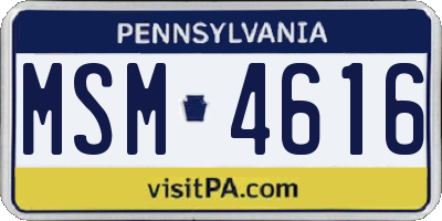 PA license plate MSM4616