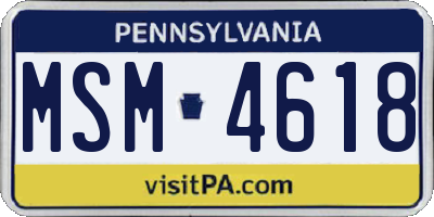 PA license plate MSM4618
