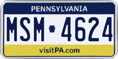 PA license plate MSM4624