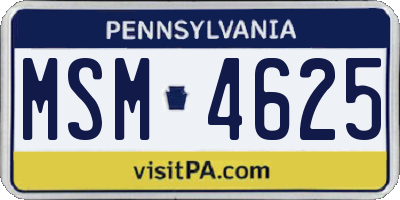 PA license plate MSM4625