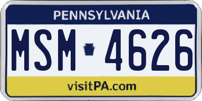 PA license plate MSM4626