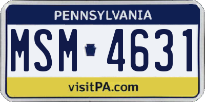 PA license plate MSM4631