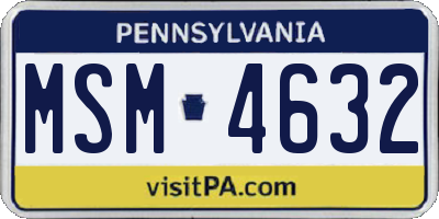 PA license plate MSM4632