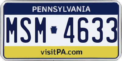 PA license plate MSM4633