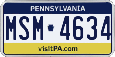 PA license plate MSM4634