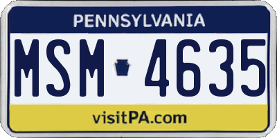 PA license plate MSM4635