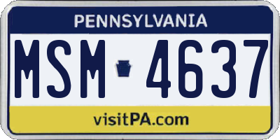 PA license plate MSM4637