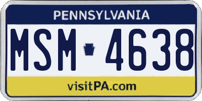 PA license plate MSM4638