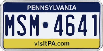 PA license plate MSM4641