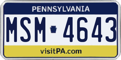 PA license plate MSM4643