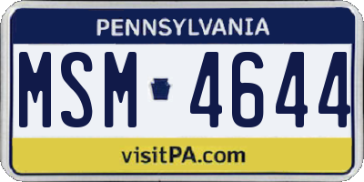 PA license plate MSM4644