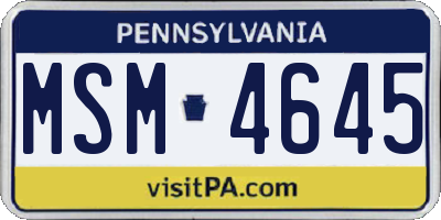 PA license plate MSM4645