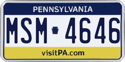 PA license plate MSM4646