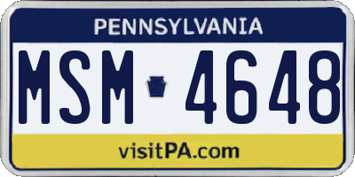PA license plate MSM4648