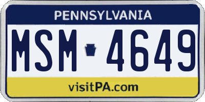 PA license plate MSM4649