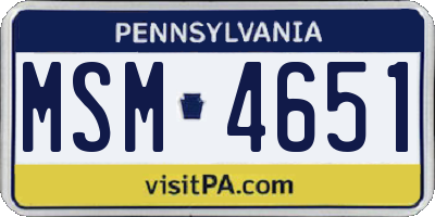 PA license plate MSM4651