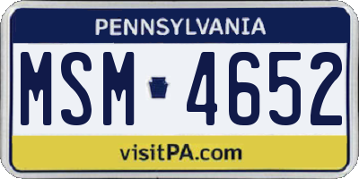 PA license plate MSM4652
