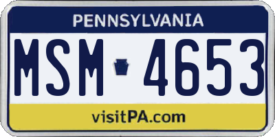 PA license plate MSM4653