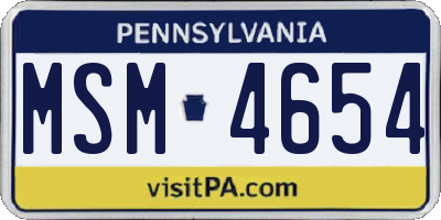 PA license plate MSM4654