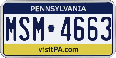 PA license plate MSM4663