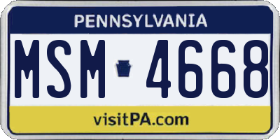 PA license plate MSM4668