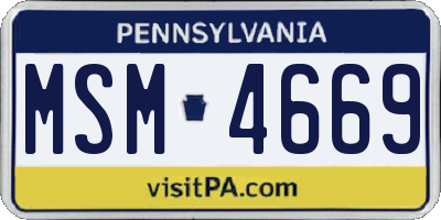 PA license plate MSM4669