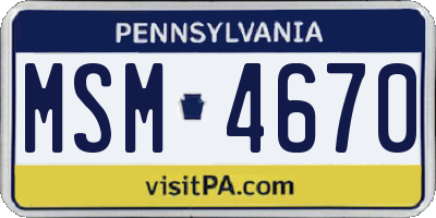 PA license plate MSM4670