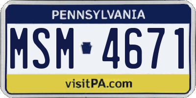 PA license plate MSM4671