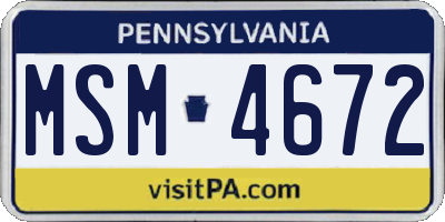 PA license plate MSM4672