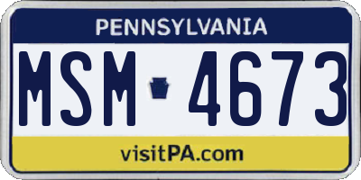 PA license plate MSM4673
