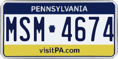 PA license plate MSM4674