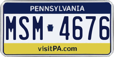 PA license plate MSM4676