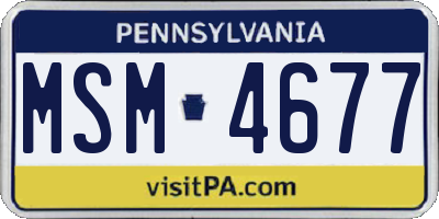 PA license plate MSM4677