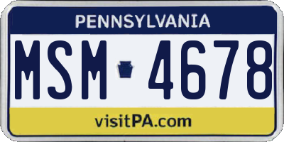 PA license plate MSM4678