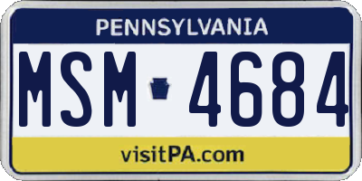 PA license plate MSM4684