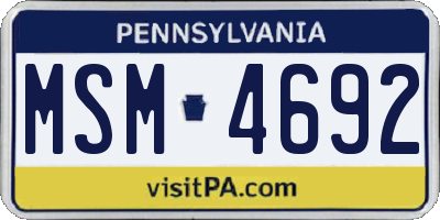 PA license plate MSM4692
