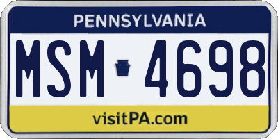 PA license plate MSM4698