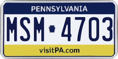 PA license plate MSM4703