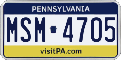PA license plate MSM4705