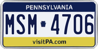 PA license plate MSM4706