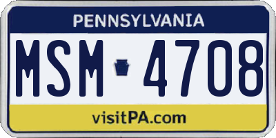 PA license plate MSM4708