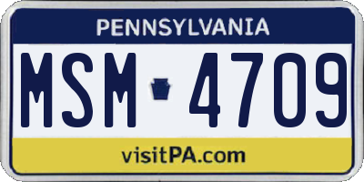 PA license plate MSM4709