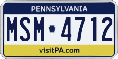 PA license plate MSM4712