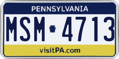 PA license plate MSM4713