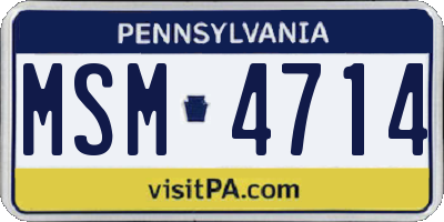 PA license plate MSM4714