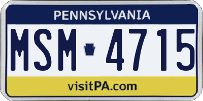 PA license plate MSM4715